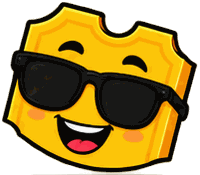 The SimplyRaffle ticket mascot in black sunglasses, unimpressed