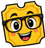 The SimplyRaffle mascot's face, wearing its reading glasses