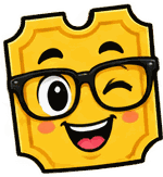 The SimplyRaffle mascot's face, winking